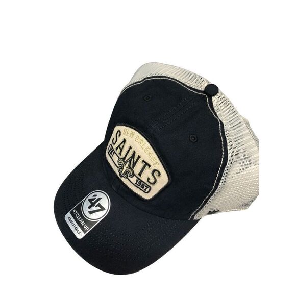 New Orleans Saints '47 Penwald Trucker Clean Up Snapback Hat - Black - Picture 1 of 6